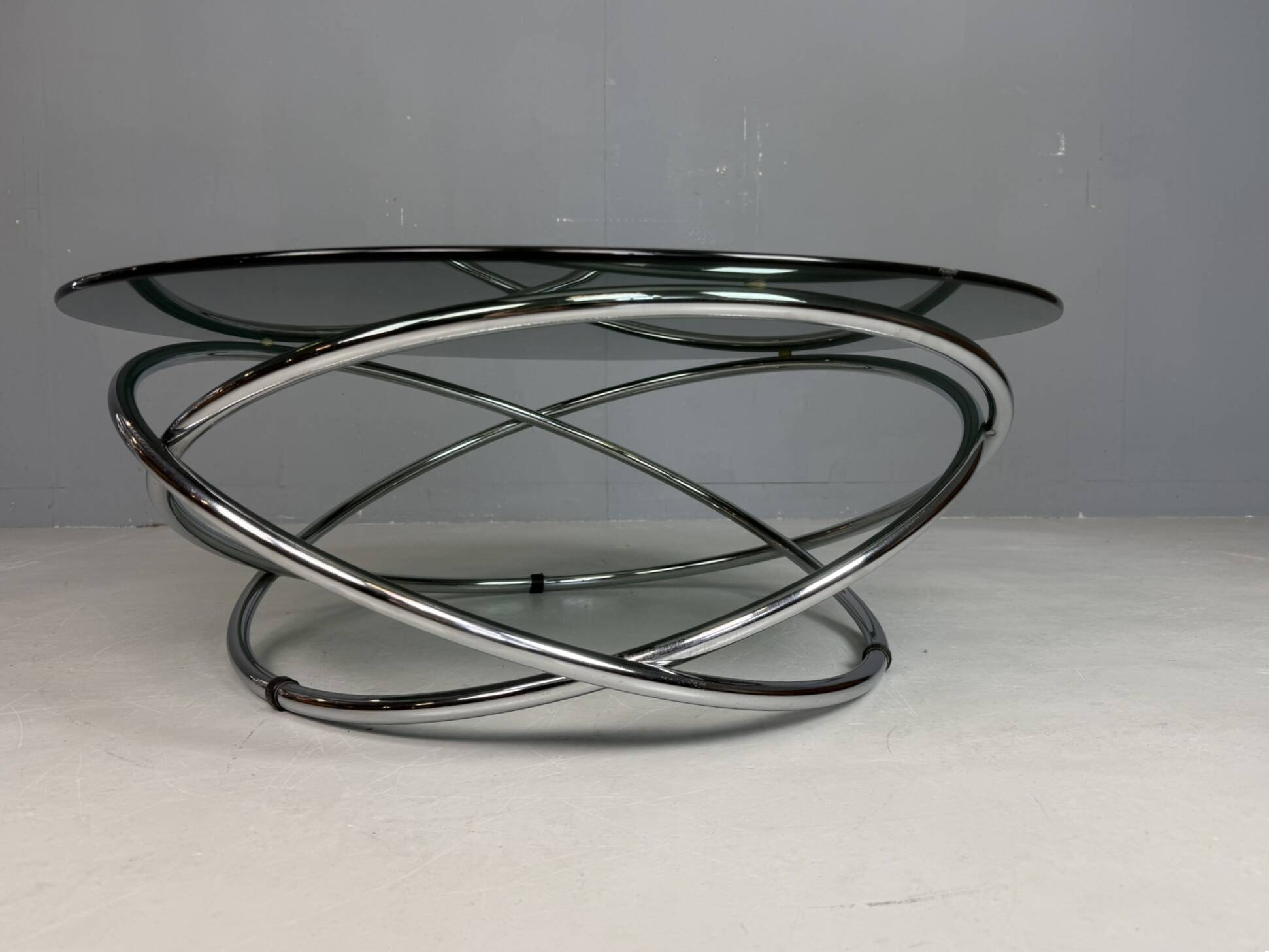Mac chrome and smoked glass Coffee Table from Miniforms, Italy, 1970s