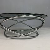 Mac chrome and smoked glass Coffee Table from Miniforms, Italy, 1970s