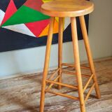 Vintage solid blond wood bar stool
