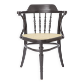 Fauteuil vintage en bois cintré, siège en osier de Vienne, années 1990 | Bois de hêtre noir