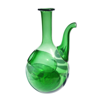 Carafe réfrigérante avec réserve à glaçons en verre vert vintage
