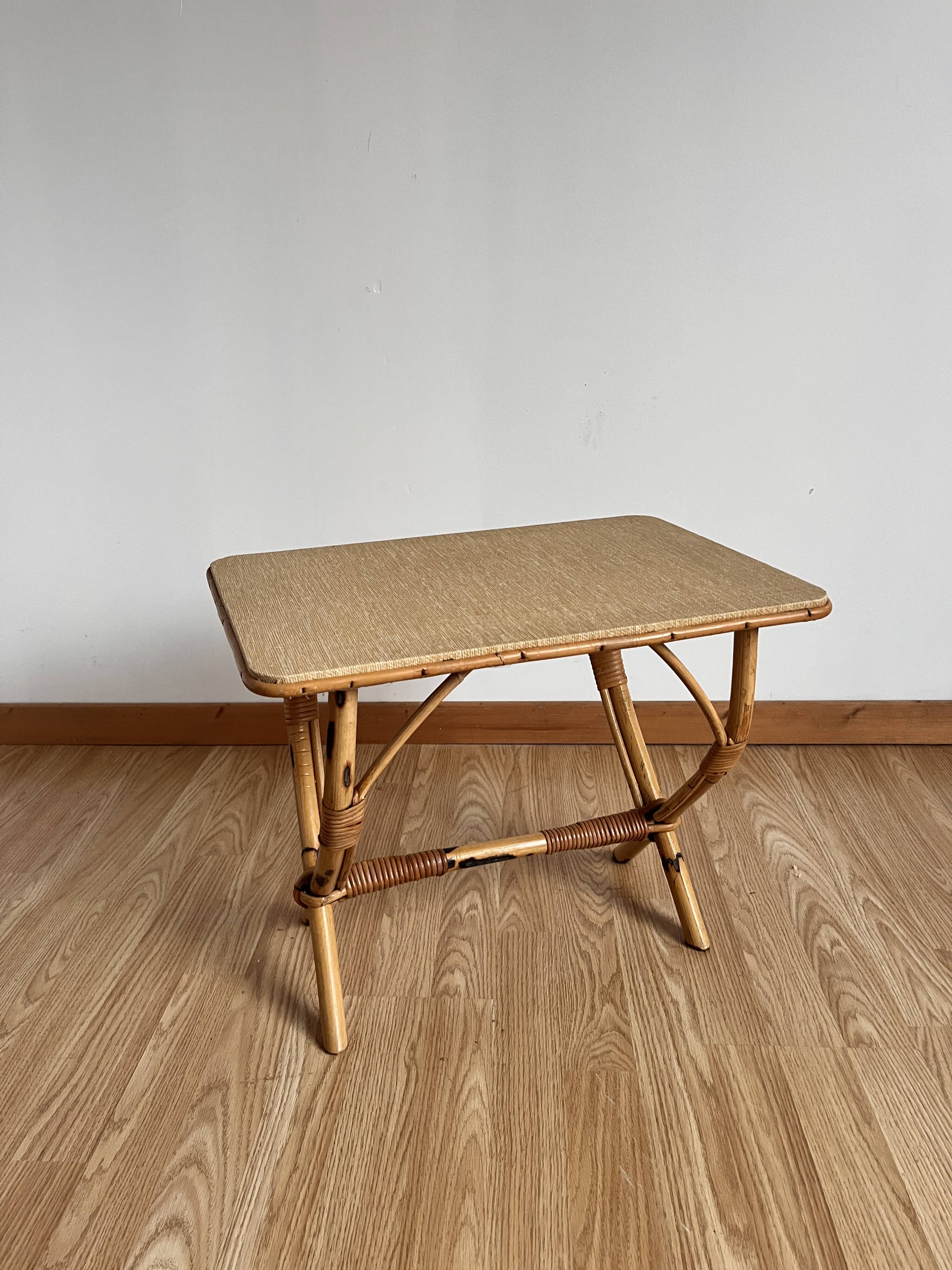 Rattan side table