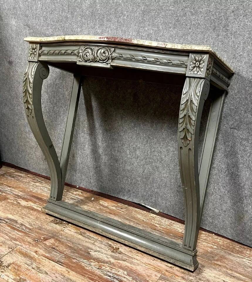 Curved console table from the Napoleon III period in lacquered wood circa 1880