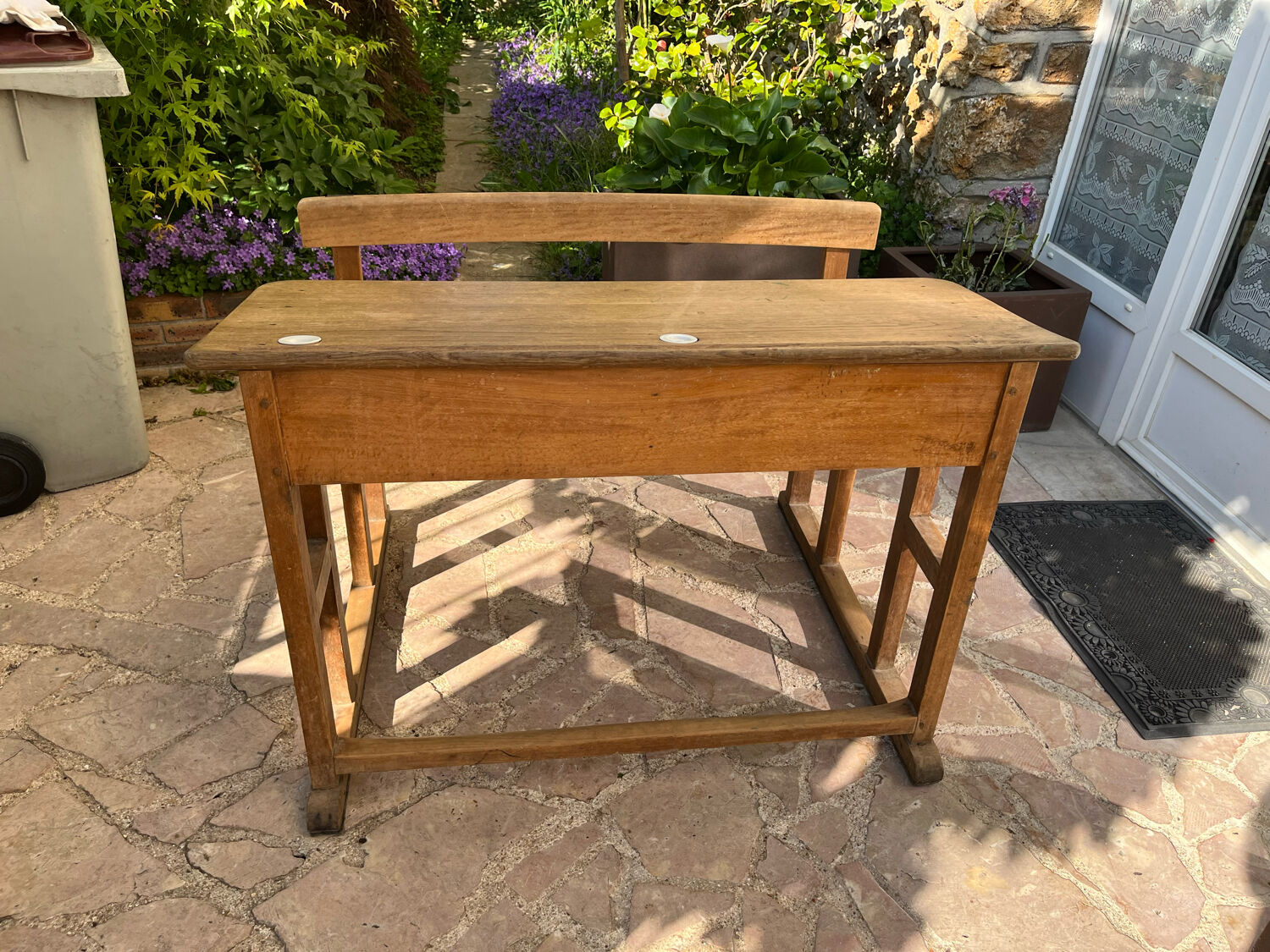 Old wooden schoolboy desk