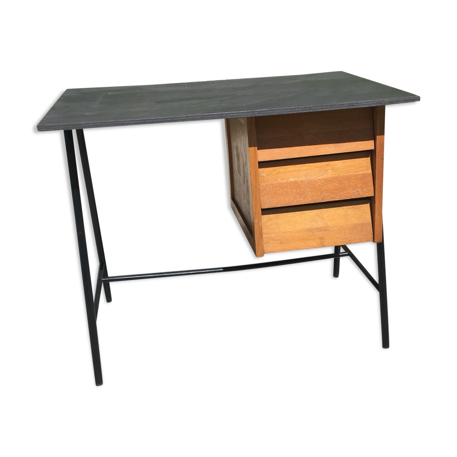Bureau vintage bois et métal