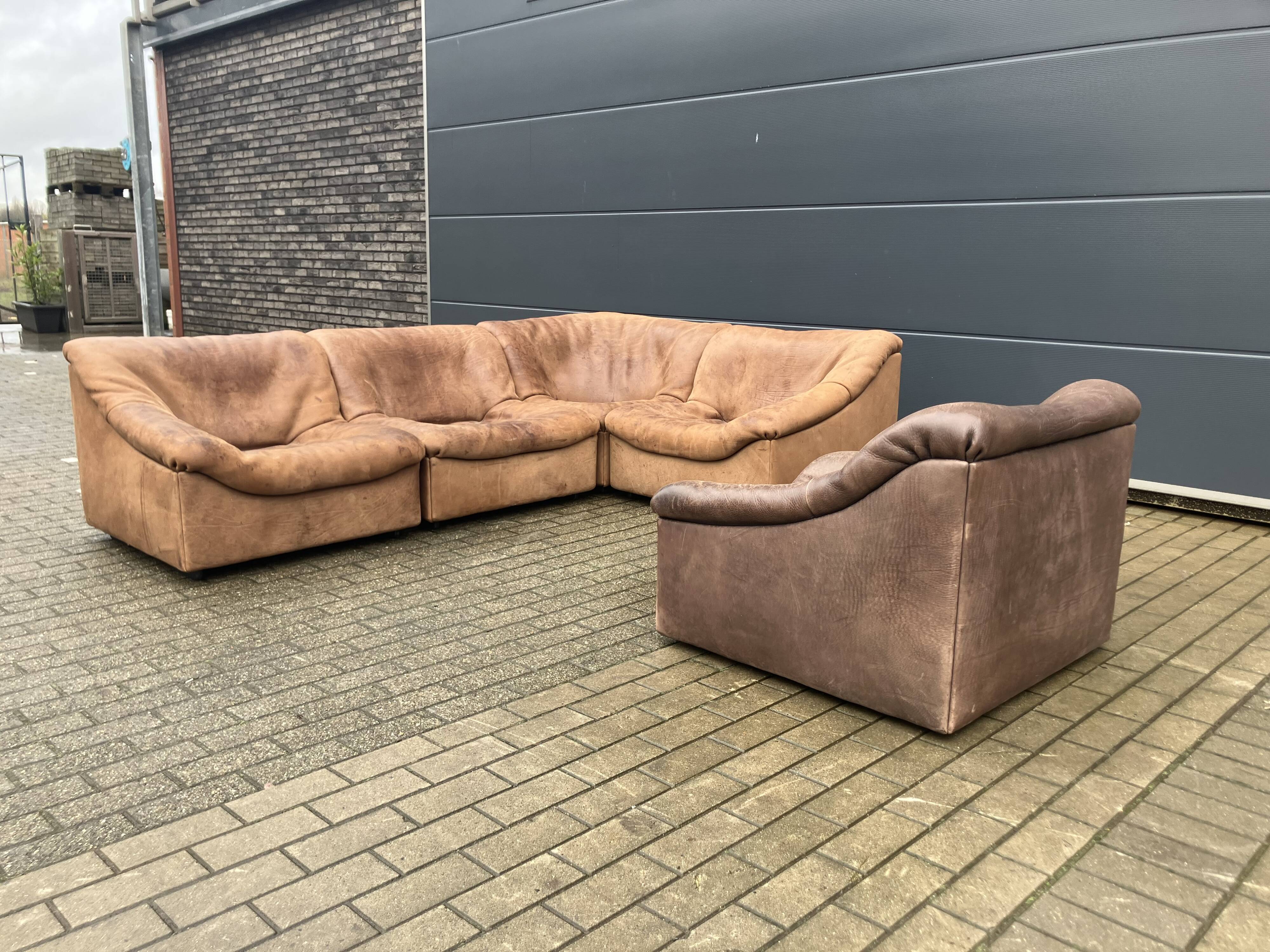 De Sede Ds46 Modulair 5mm Buffel leather NECK Cognac Bruin