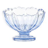 Ring Around fruit bowl, mid-century modern, pressed turquoise glass, Ząbkowice, Poland, 1960s
