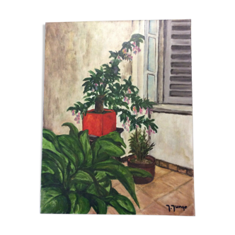 Still life painting on canvas by Jungo second half of the 20th century