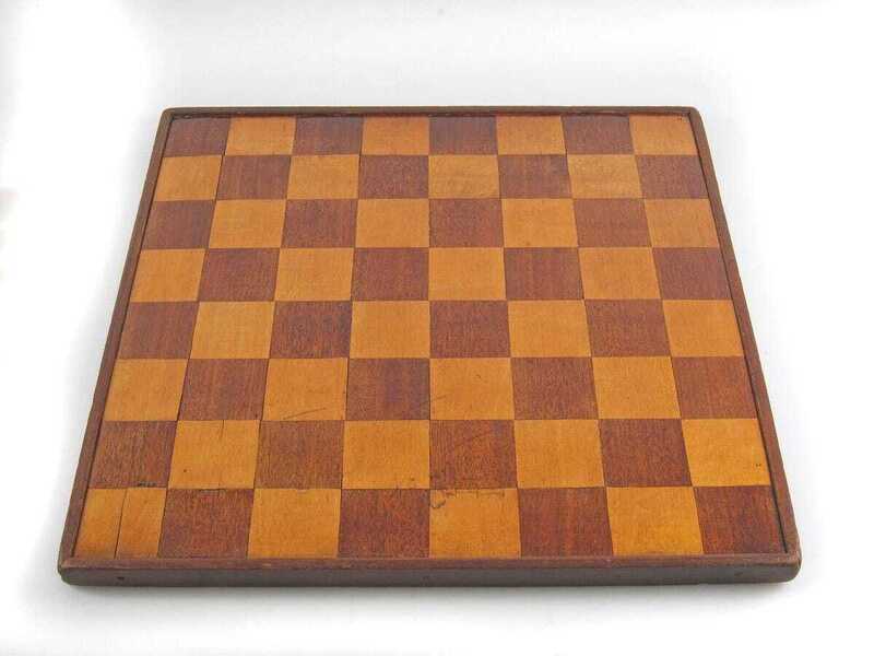 Antique wooden chess set and board