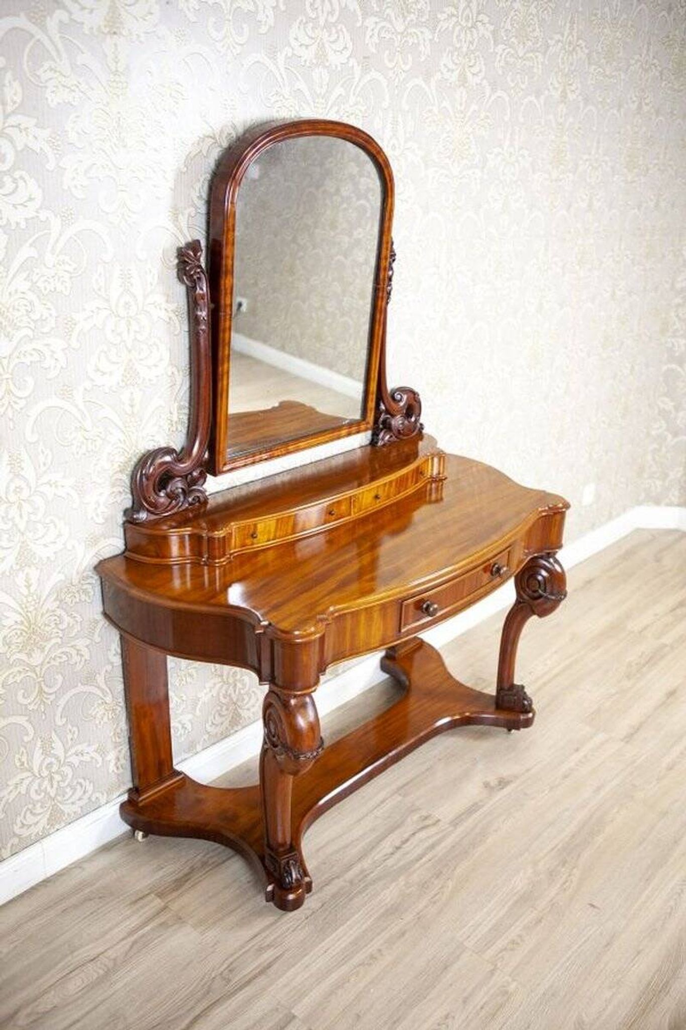 Table de coiffeuse antique en acajou, années 1890