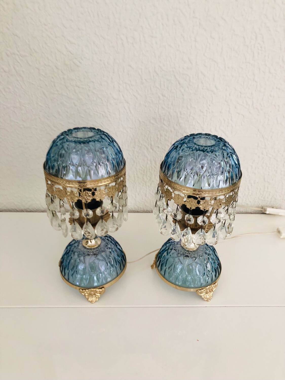Paire de lampes en verre style Hollywood Regency, circa 1960