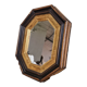 Miroir ancien en bois octogonal noir et doré