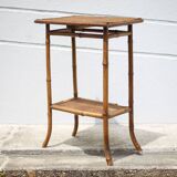 Bamboo and woven wicker table, vintage bamboo console, side table