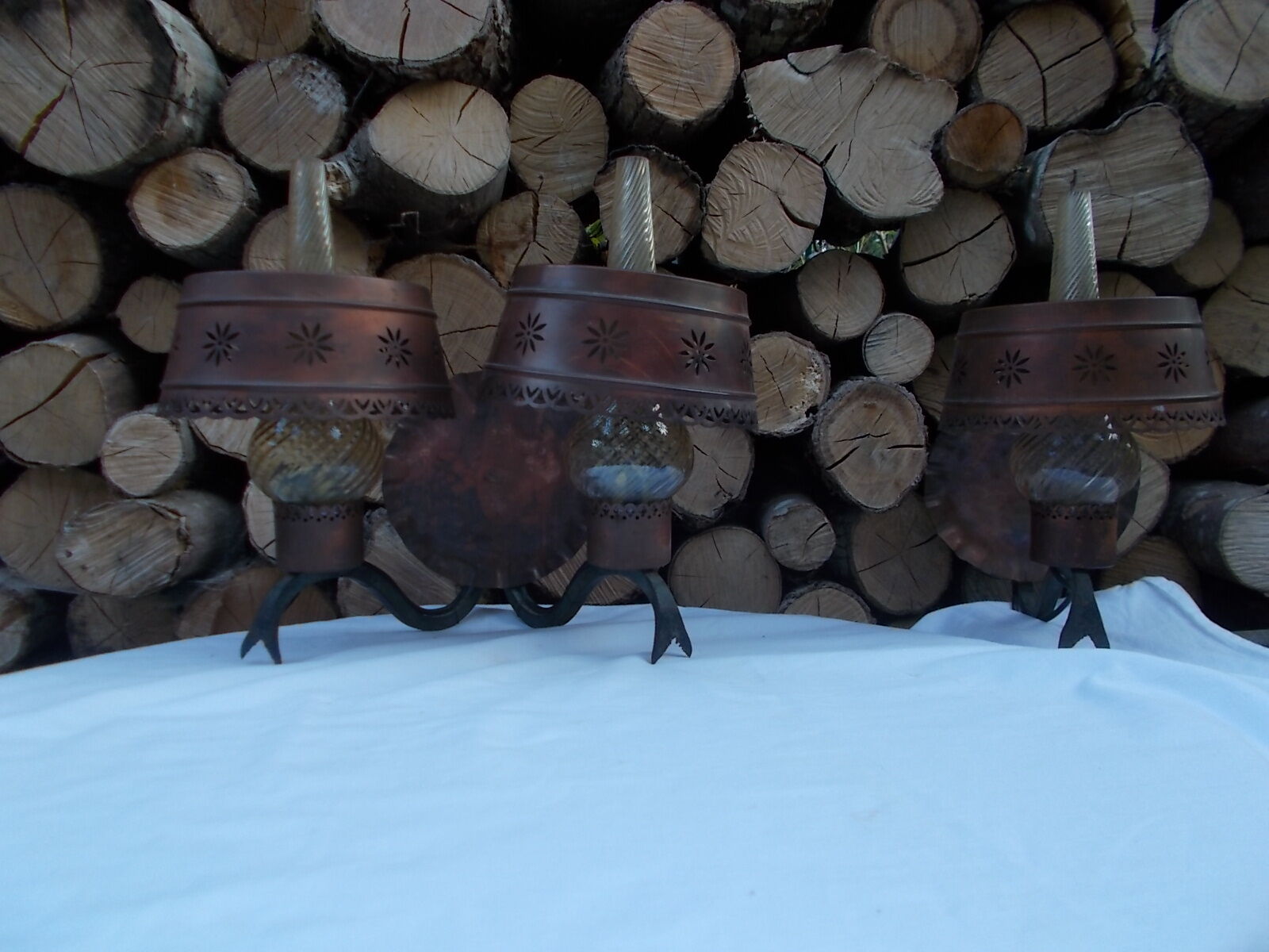 Paires d'appliques fer forgé et laiton