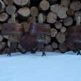 Pairs of wrought iron and brass sconces
