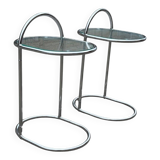 German chrome and glass bedside tables, 1981, set of 2