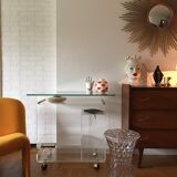 Plexiglas desk and vintage glass