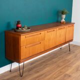 Retro Teak 1960s Long Meredew Sideboard On Hairpin Legs