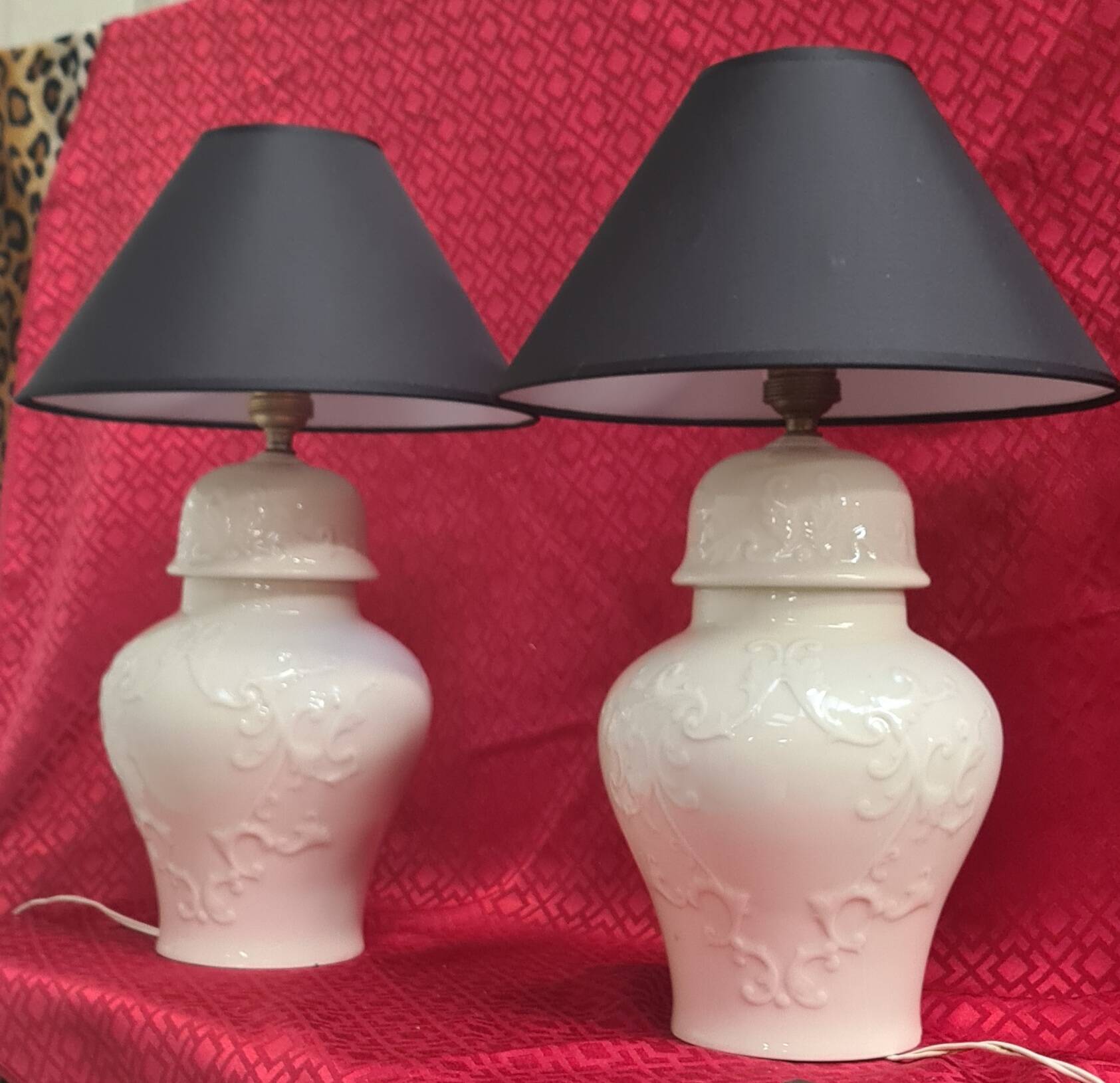 Two large pair of ceramic lamp