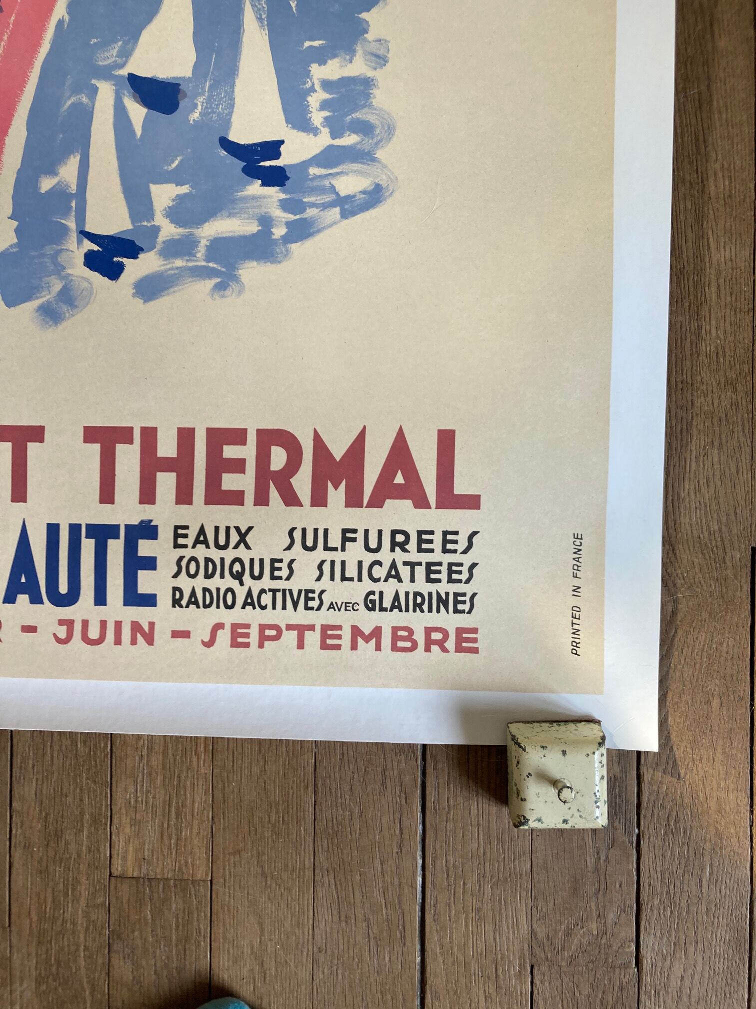 superb poster litho 50 tourism nice thermal 79 x 120 cm canvas of bellini