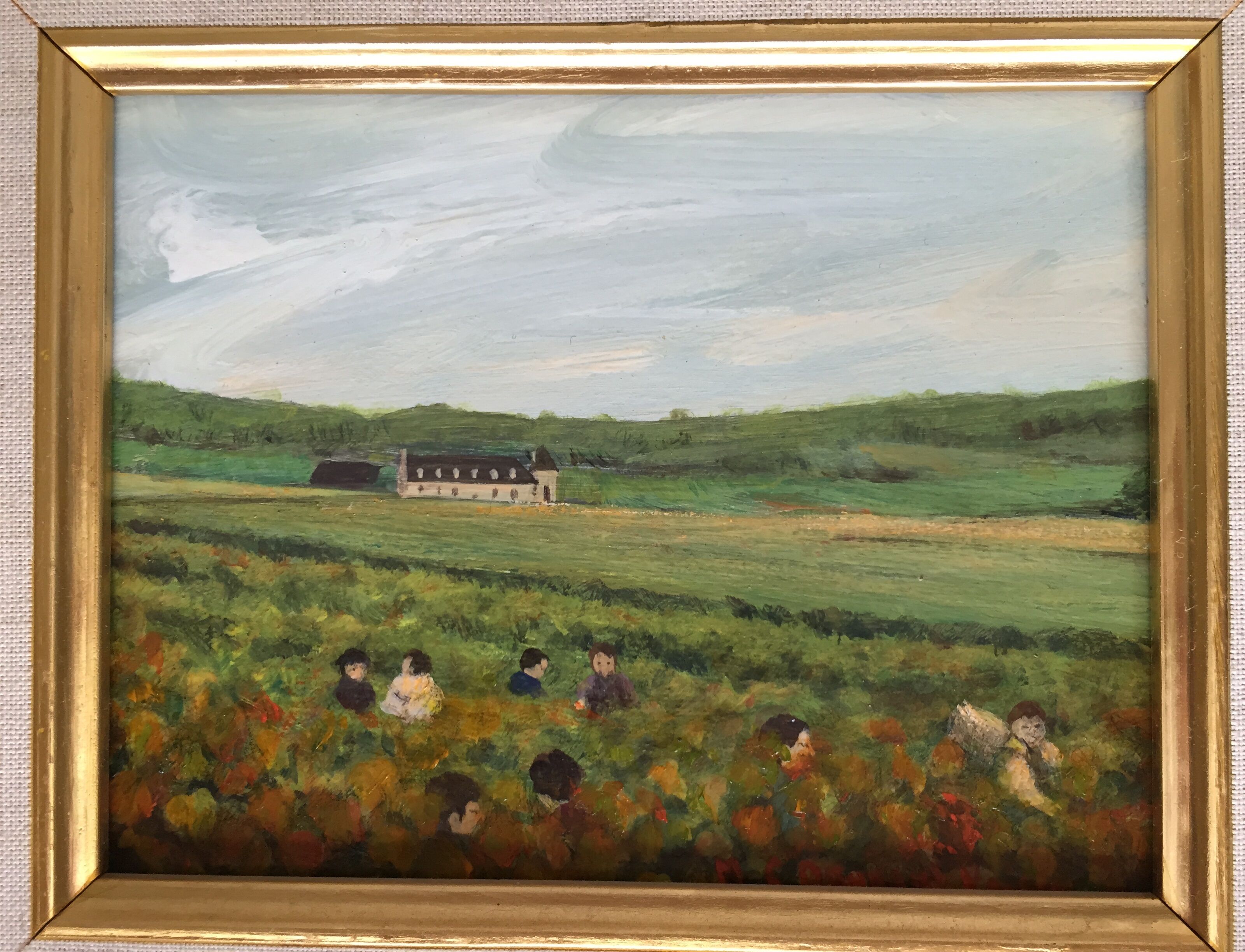Table oil on canvas the harvest at the Vougeot wall