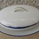 Vegetable and its dish Limoges porcelain blue and gold fillet