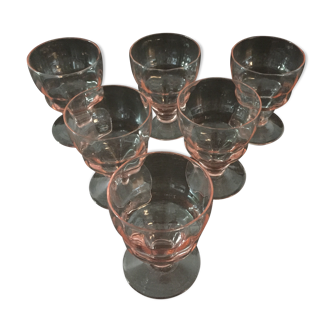 Ensemble  de 6 verres couleur rosée