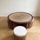 Ensemble table basse et 4 poufs encastrables vintage en corde tressée