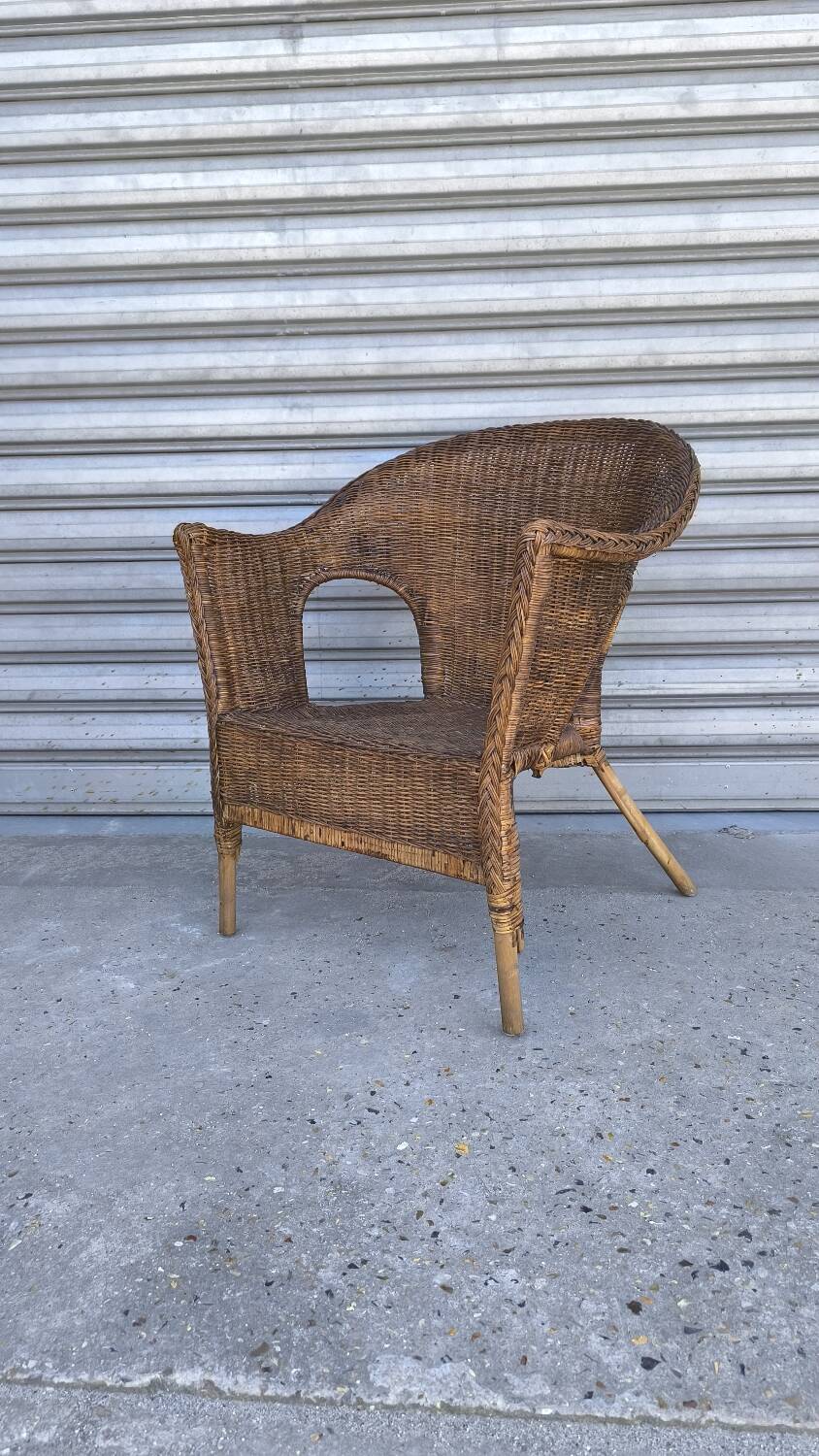 Fauteuil en osier des années 50