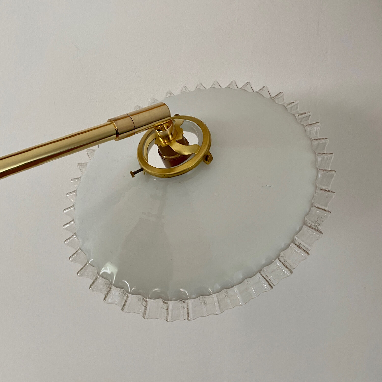 Vintage white opaline lampshade wall light