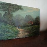 Peinture à l'huile sur carton, première moitié du XXe siècle, signée