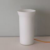 Memphis style white opaline cylindrical table lamp, 1970-1980