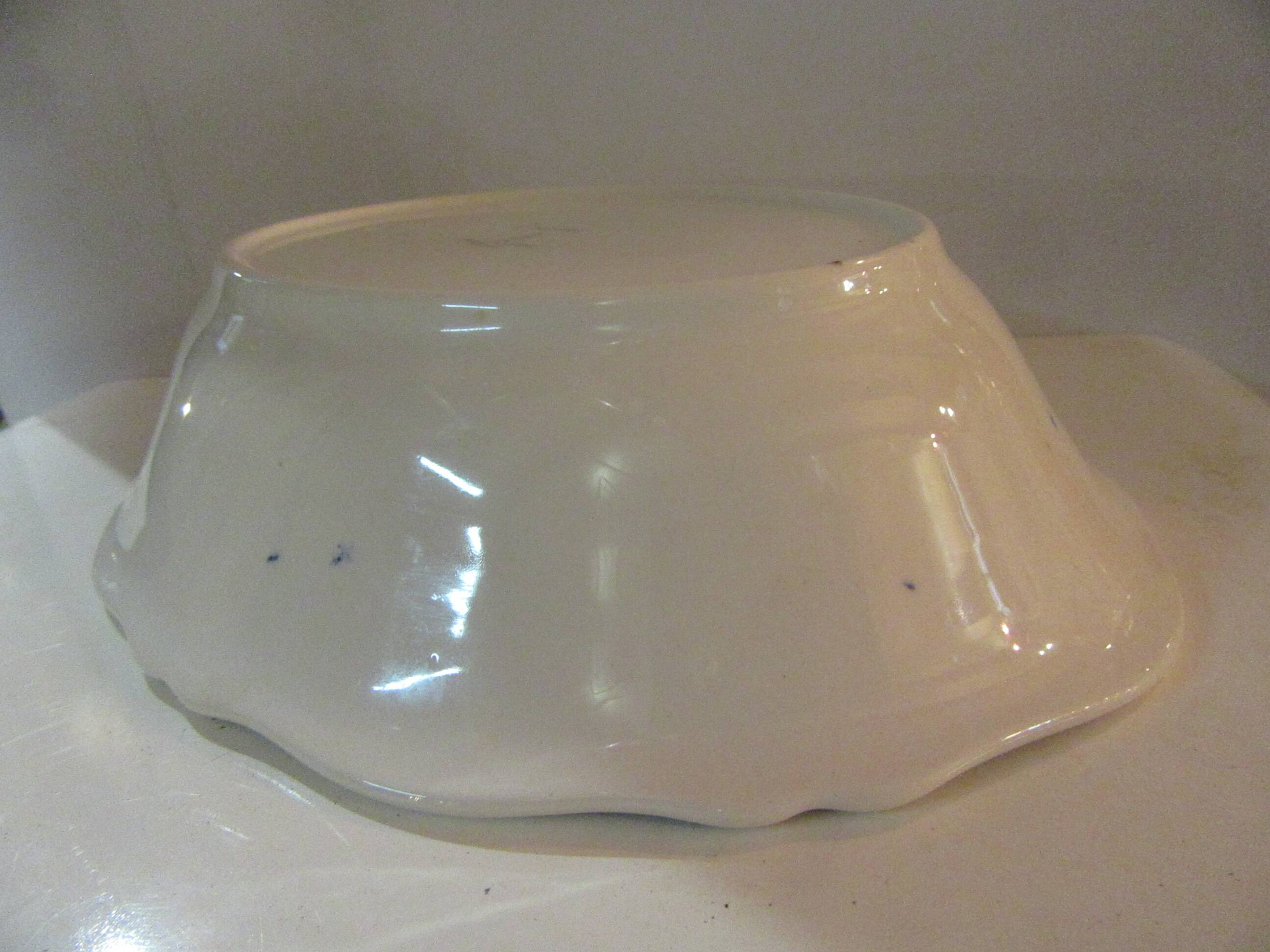 Ravier or small oval dish longchamps ceramics rouennais model
