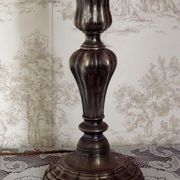 French vintage heavy silver metal table lamp with candle drip detail 4155