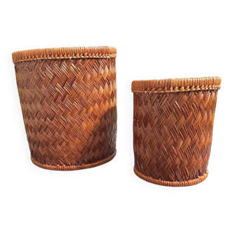 Pair of rattan planters