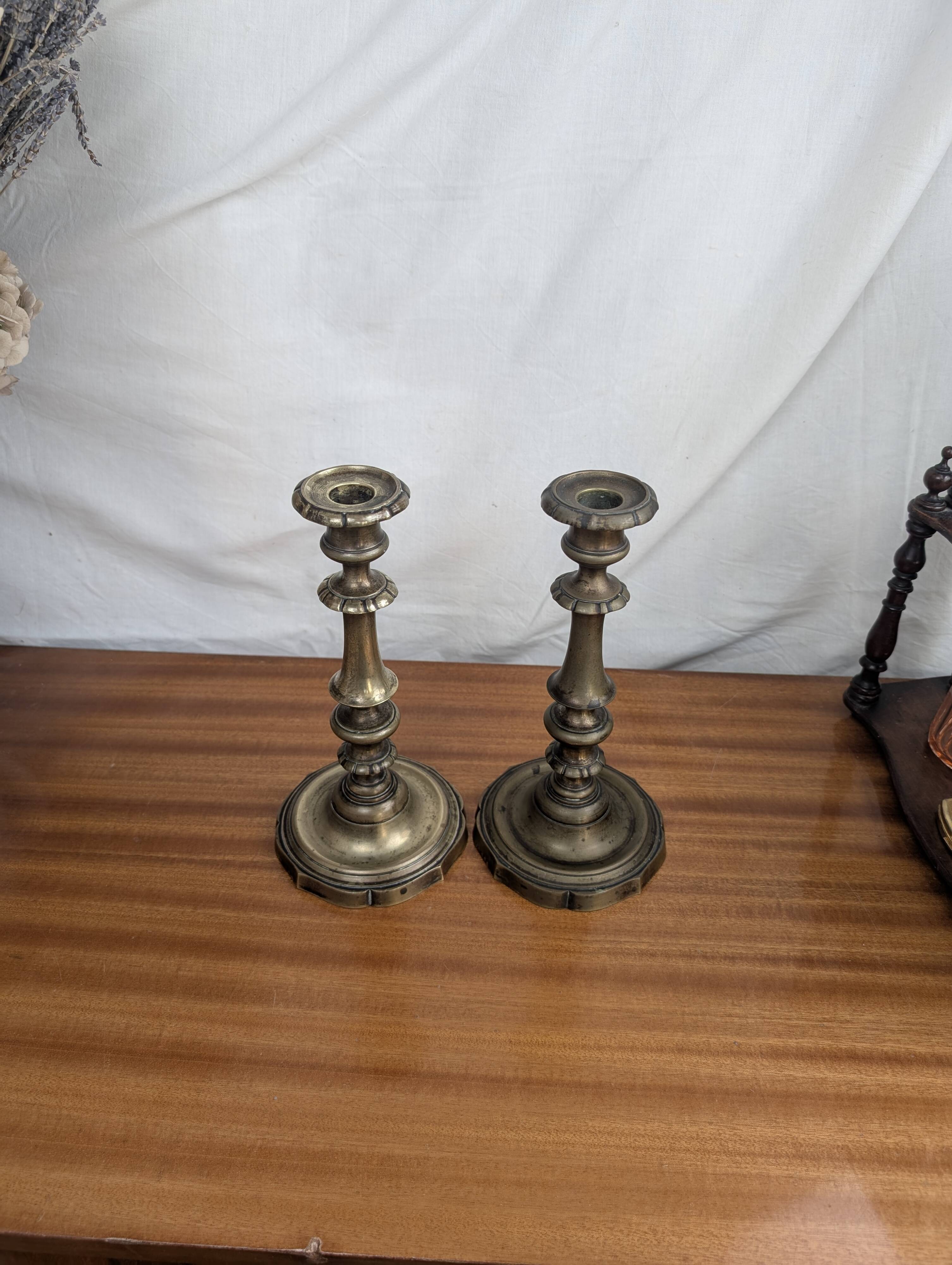 Pair of Louis XV Style Bronze Candlesticks, Late 19th Century