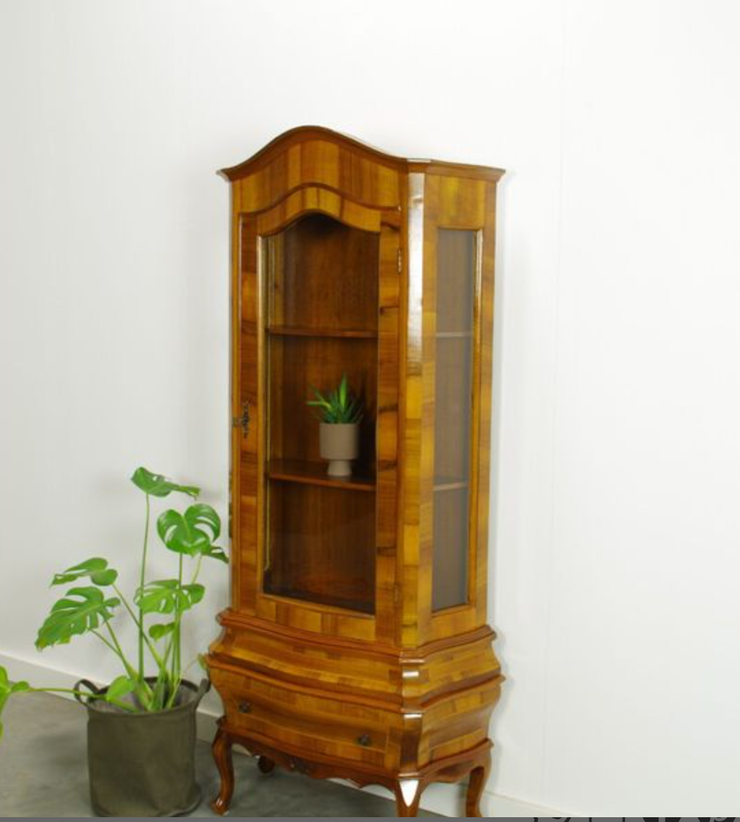 Vintage walnut wood showcase