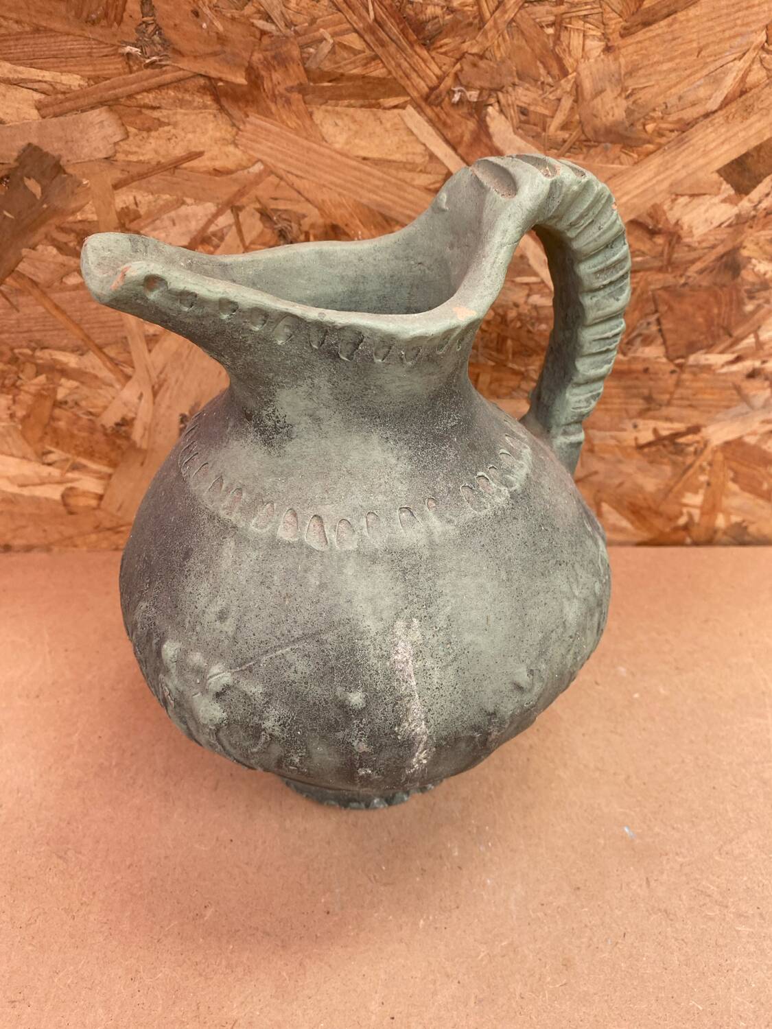 Antique marcelo jornet pitcher green terracotta vintage