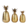 Ensemble de 3 seaux à glace ananas en laiton massif Holywood regency