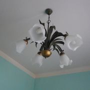 Five Pendant Lights with Frosted White Glass, 1970s