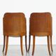 Set of 4 Art Deco Dining Chairs with Red Upholstery and Wooden Backs