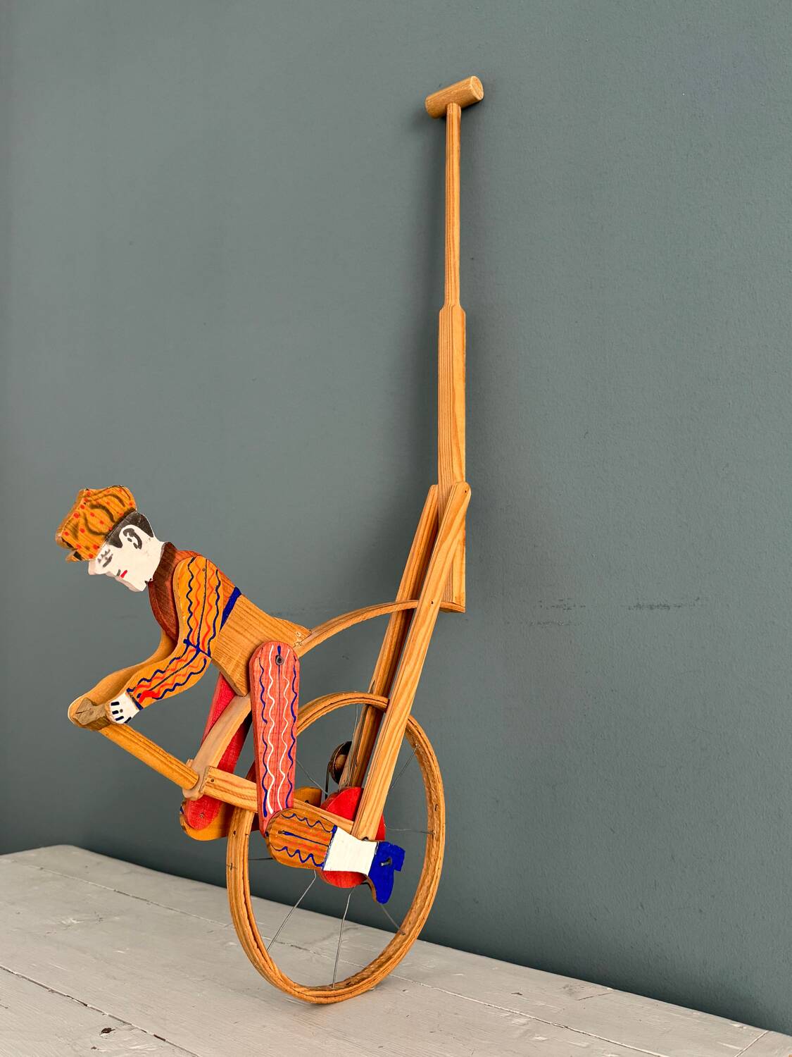 Old painted wooden push toy, circa 1930