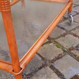 1950s rattan rolling trolley