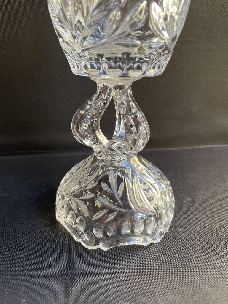 Polished and frosted molded crystal vase – Mid-20th century