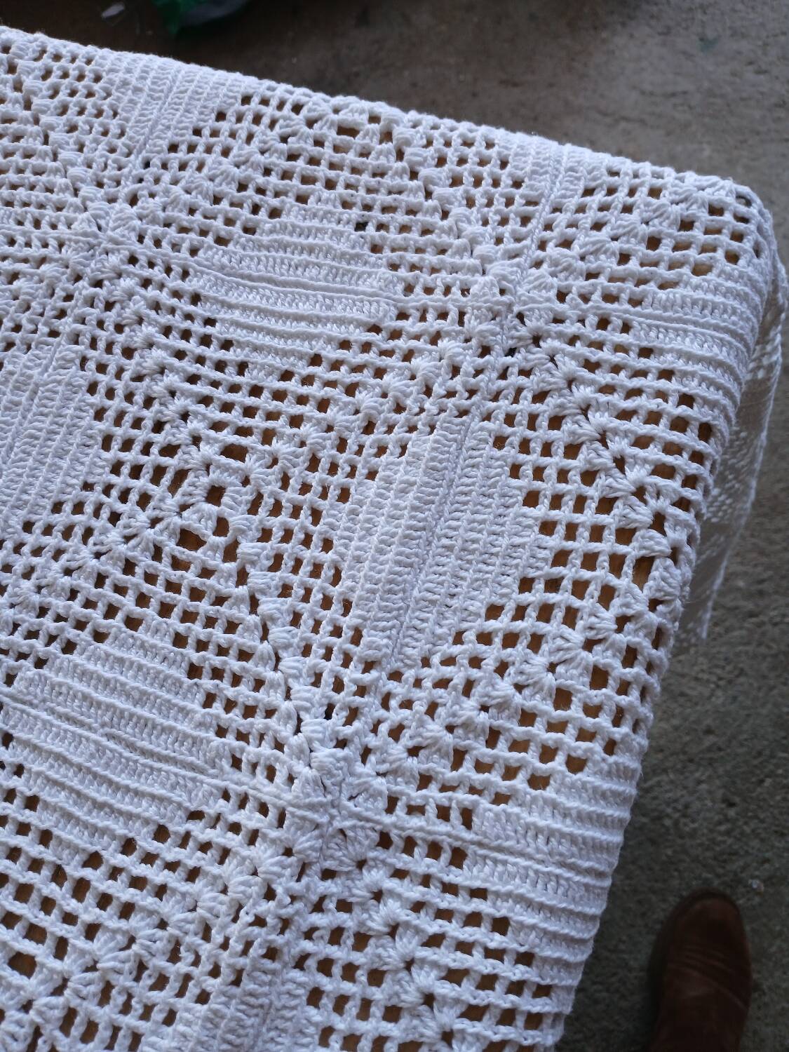 Handmade crochet antique bedspread