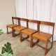 Lot de 4 chaises de salle à manger vintage / design sculptural en bois des années 70, cuir marron
