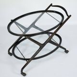Ebonized Wood and Glass Bar Cart by Cesare Lacca, Italy 1950s