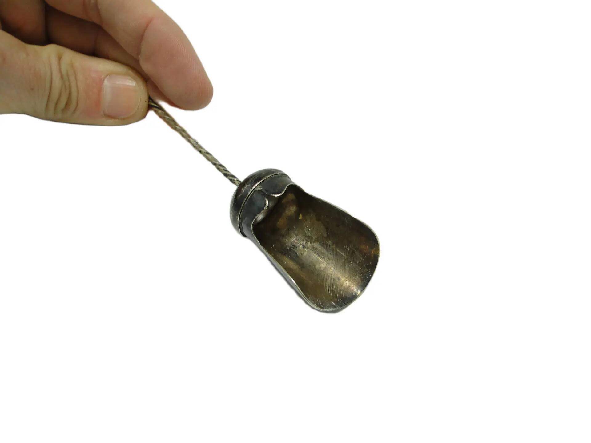 Sugar spoon, eclecticism, silver-plated brass, Poland, 1950s