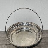 Oval dish with silver-plated metal handle