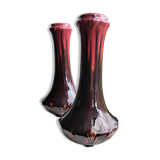 Pair of Orchies enamelled ceramic vases